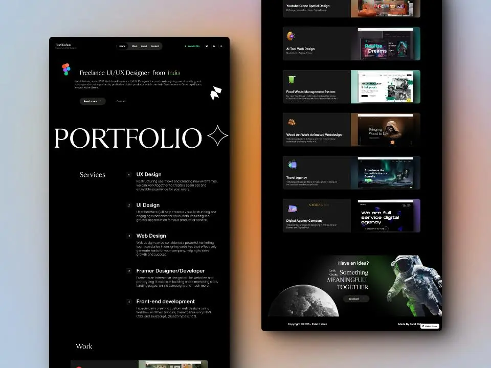 Portfolio or showcase pages