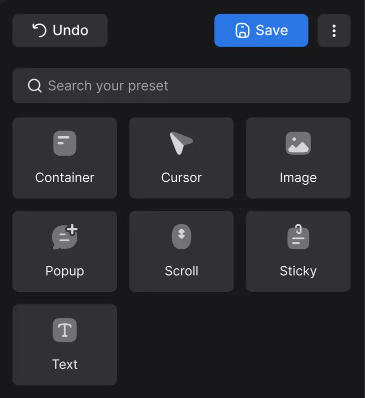 preset animation